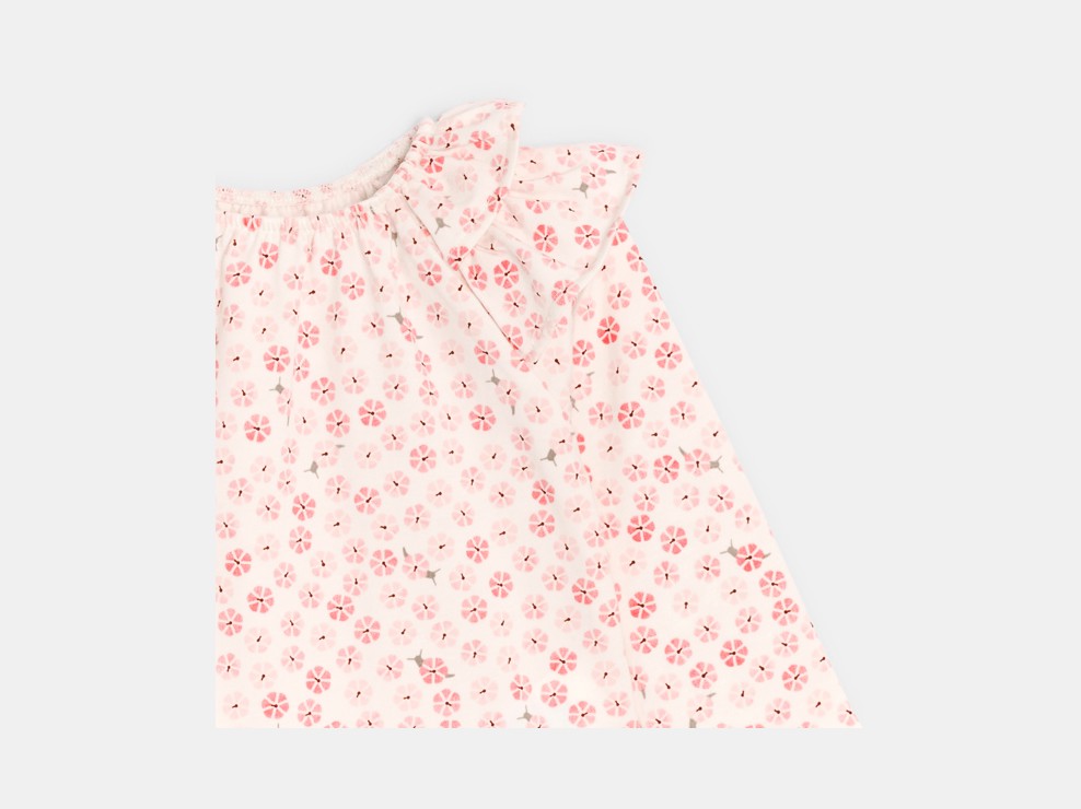 Dekliška rožnata bluza s cvetličnimi motivi za dojenčke 2