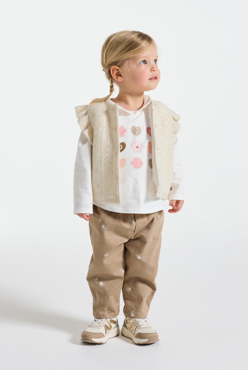 Beżowa kamizelka bez rękawów niemowlę dziewczynka 1