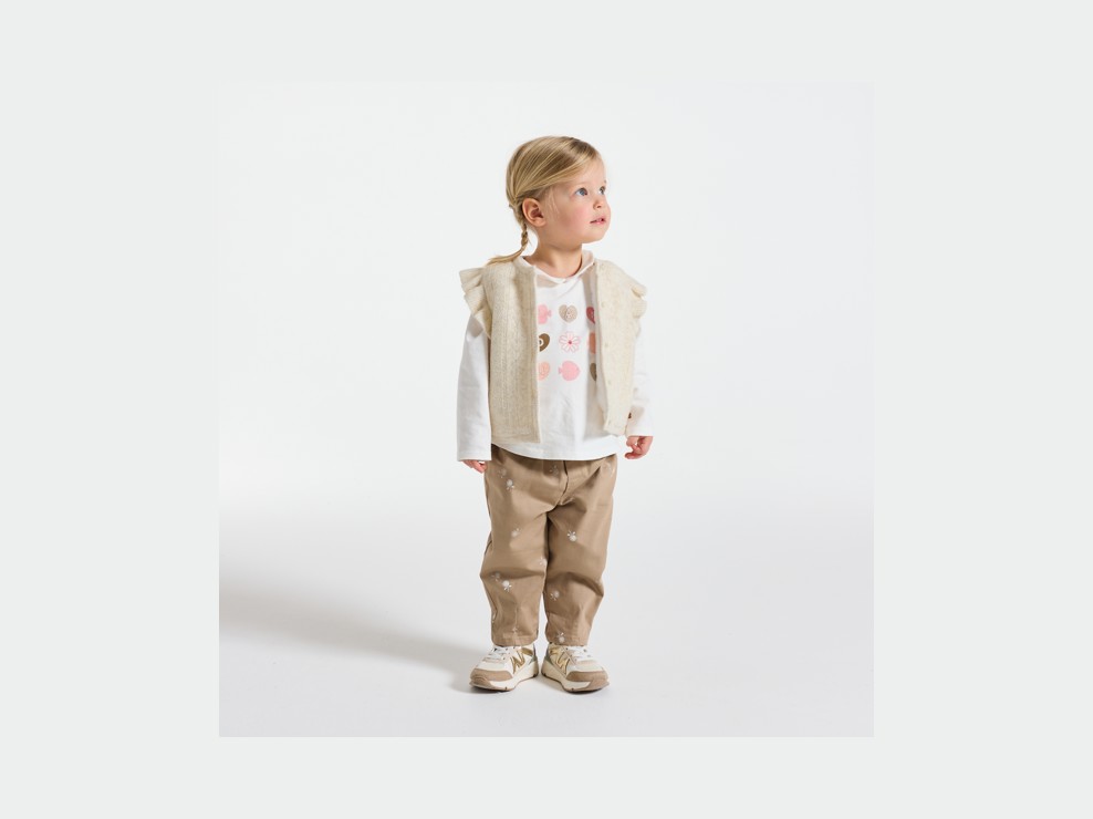 Ärmellose Strickjacke beige Kleinkind Mädchen 1