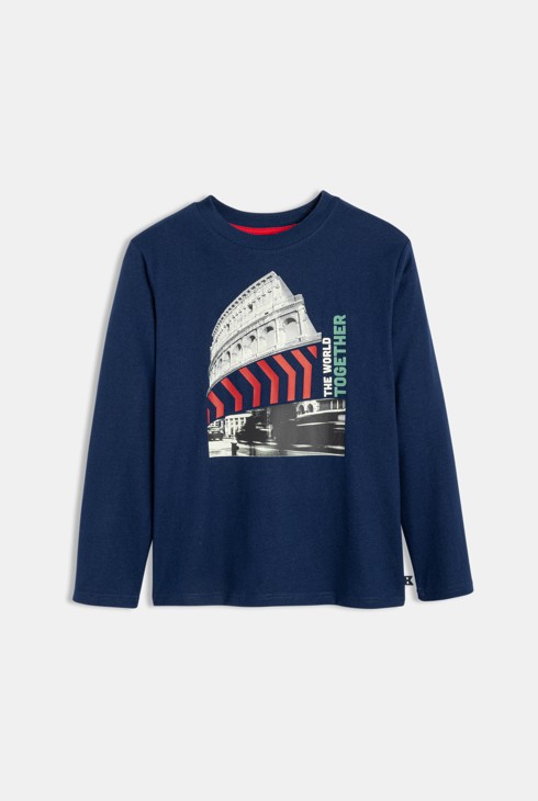 Plava majica dugih rukava s urbanim printom za dječake 2