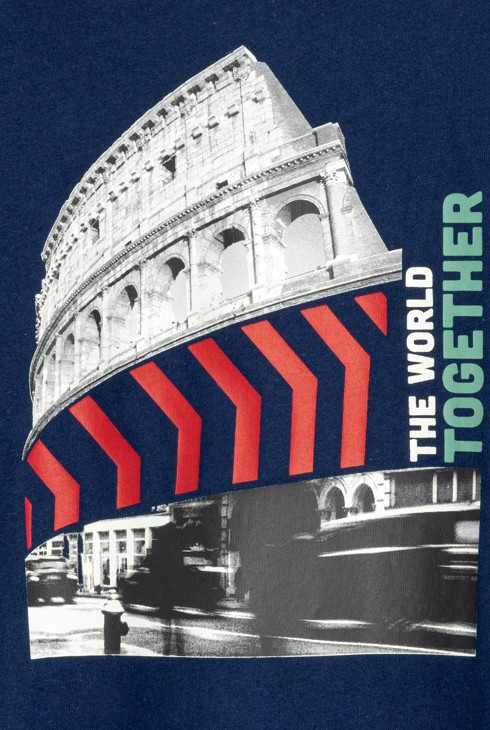 T-shirt bleu manches longues imprimé urbain Garçon