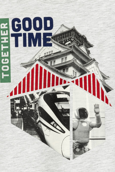 Graues Langarm-T-Shirt mit urbanem Print für Jungen 2