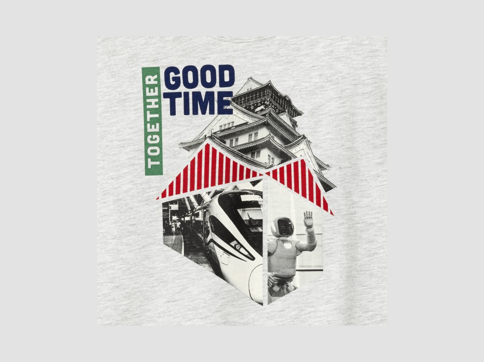 Graues Langarm-T-Shirt mit urbanem Print für Jungen 2