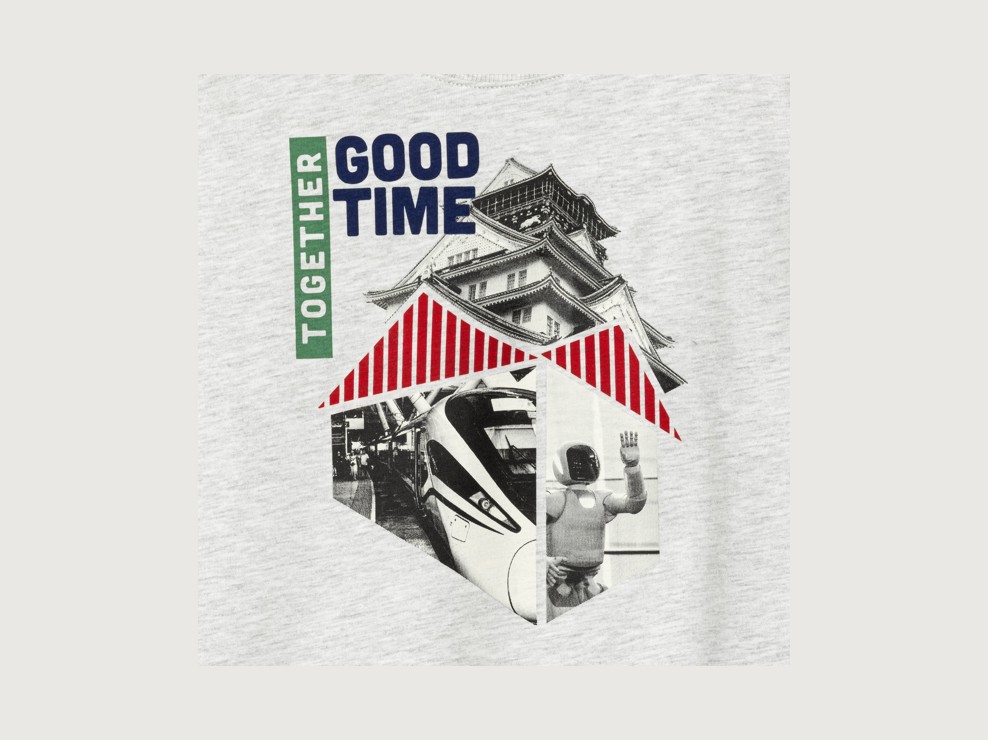 T-shirt gris manches longues imprimé urbain Garçon 2