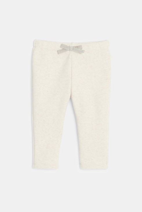 Leggings in tessuto felpato bianco mélange neonata 1