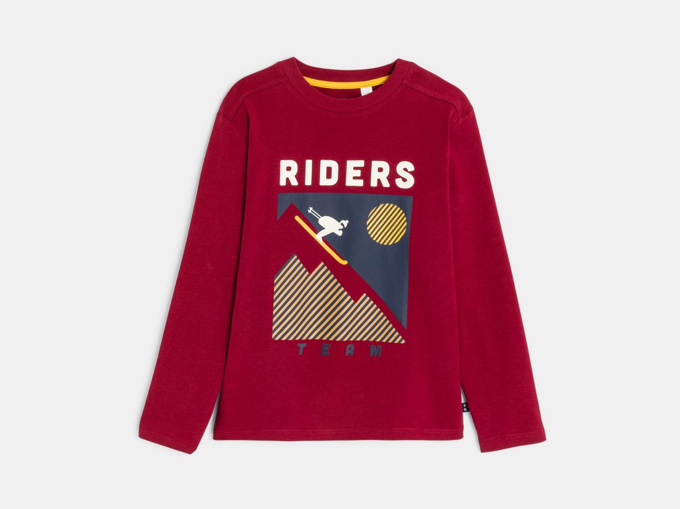 Fantovska rdeča majica z dolgimi rokavi in motivom 1