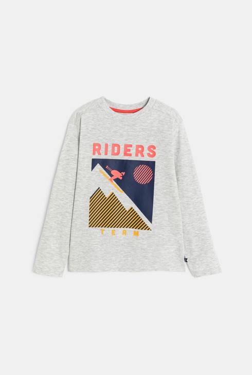 T-Shirt grau lange Ärmel Motiv Jungen 1