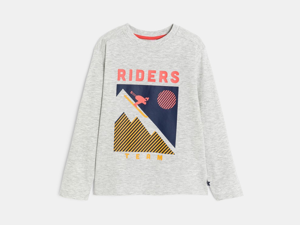 T-Shirt grau lange Ärmel Motiv Jungen 2