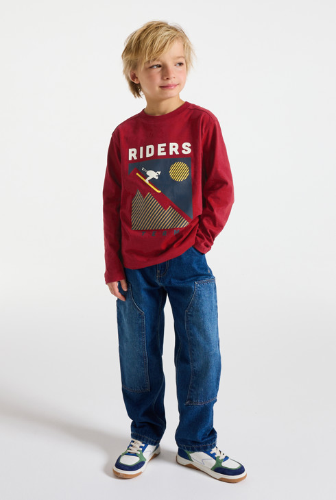 T-shirt rouge manches longues à motif Garçon 1