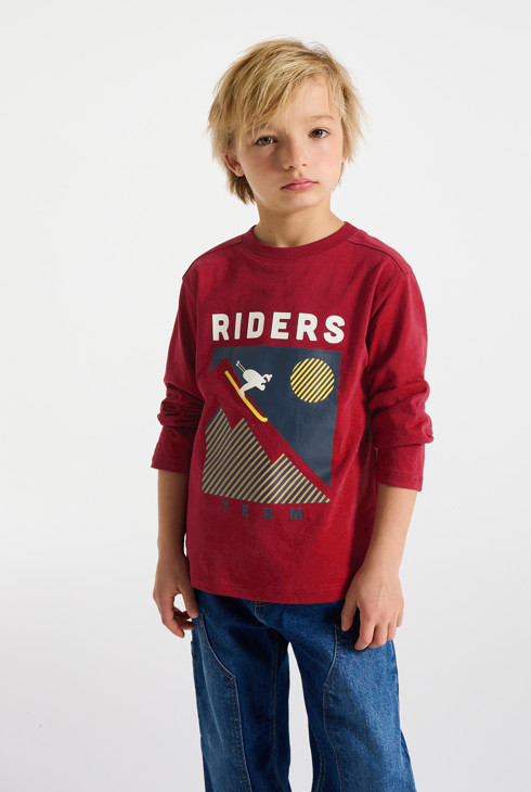 T-Shirt rot lange Ärmel mit Motiv Jungen 2
