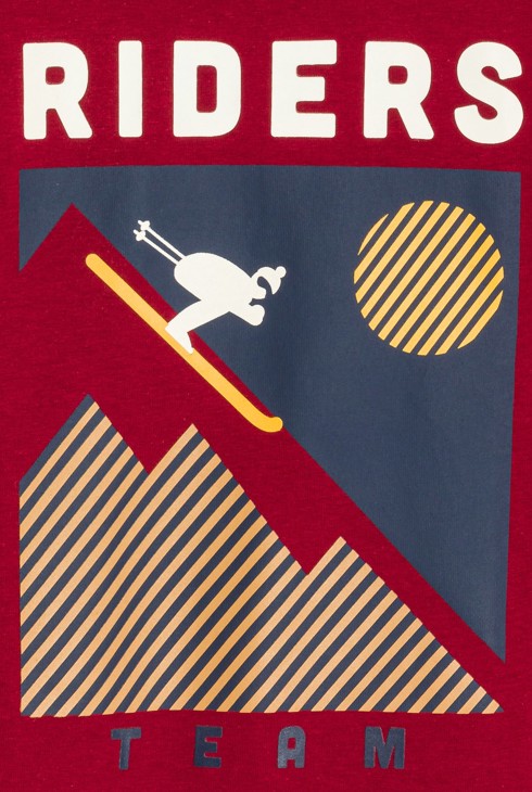 T-shirt rouge manches longues à motif Garçon