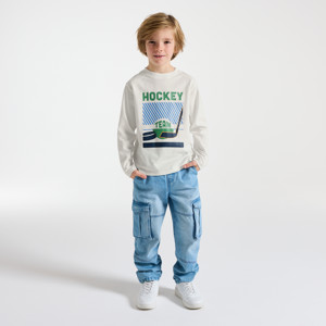 T-Shirt mit Motiv weiß Jungen