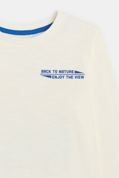 T-shirt manches longues motif dos blanc Garçon