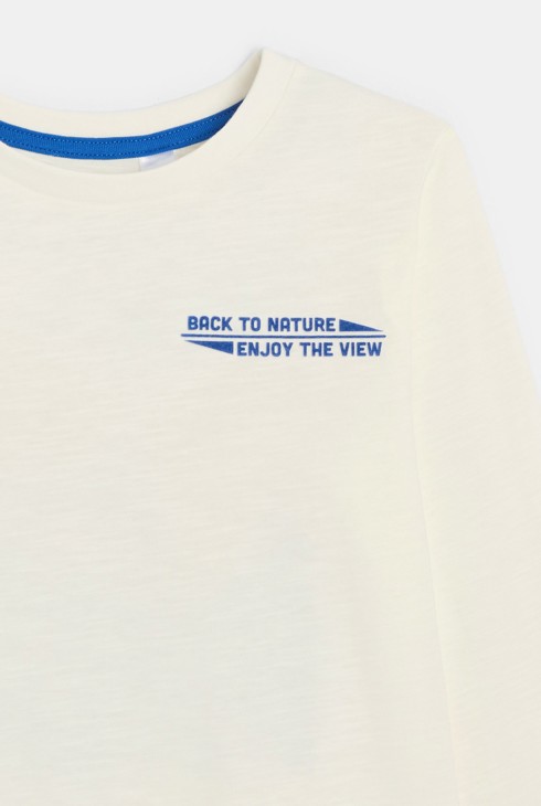 T-shirt manches longues motif dos blanc Garçon