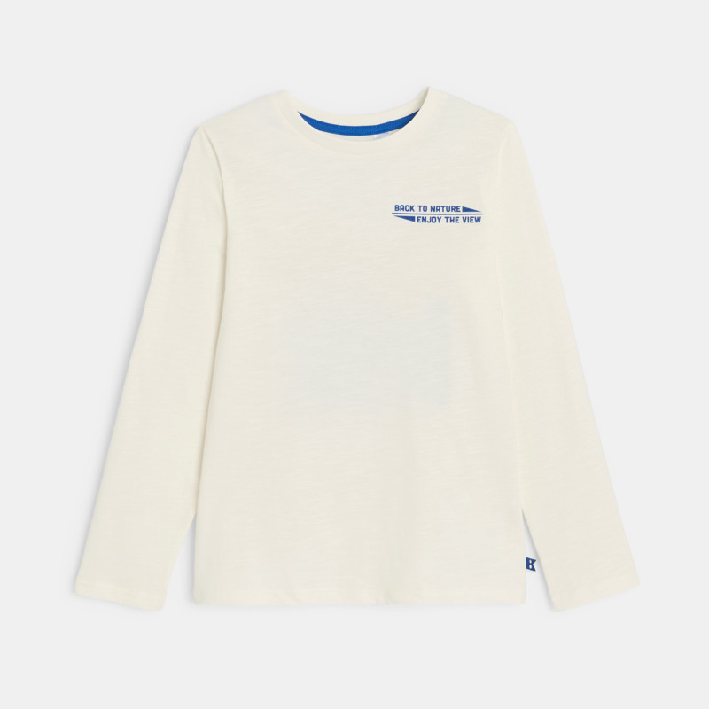 Weißes Langarm-T-Shirt mit Rückenmotiv für Jungen