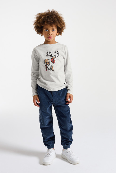 T-Shirt grau Tiermotiv Jungen 1