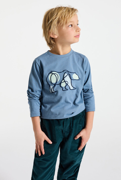 T-shirt bleu motif ours Garçon 2