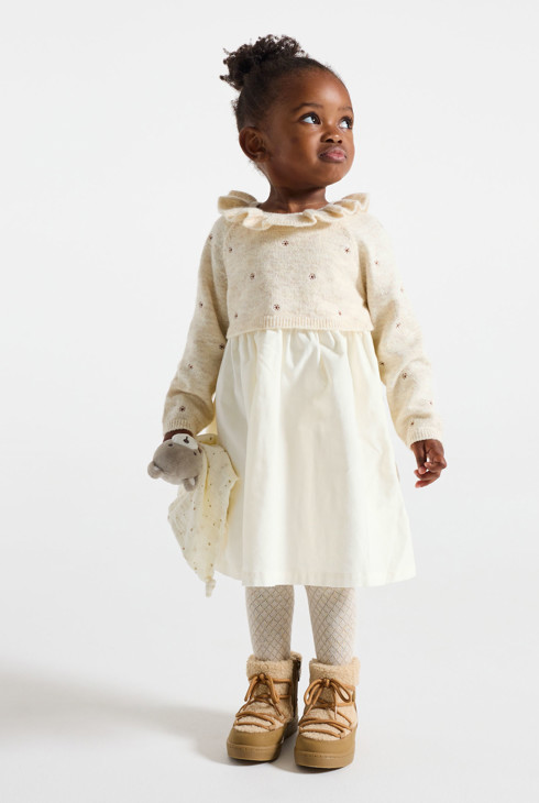 Abito beige a maniche lunghe per neonata 1