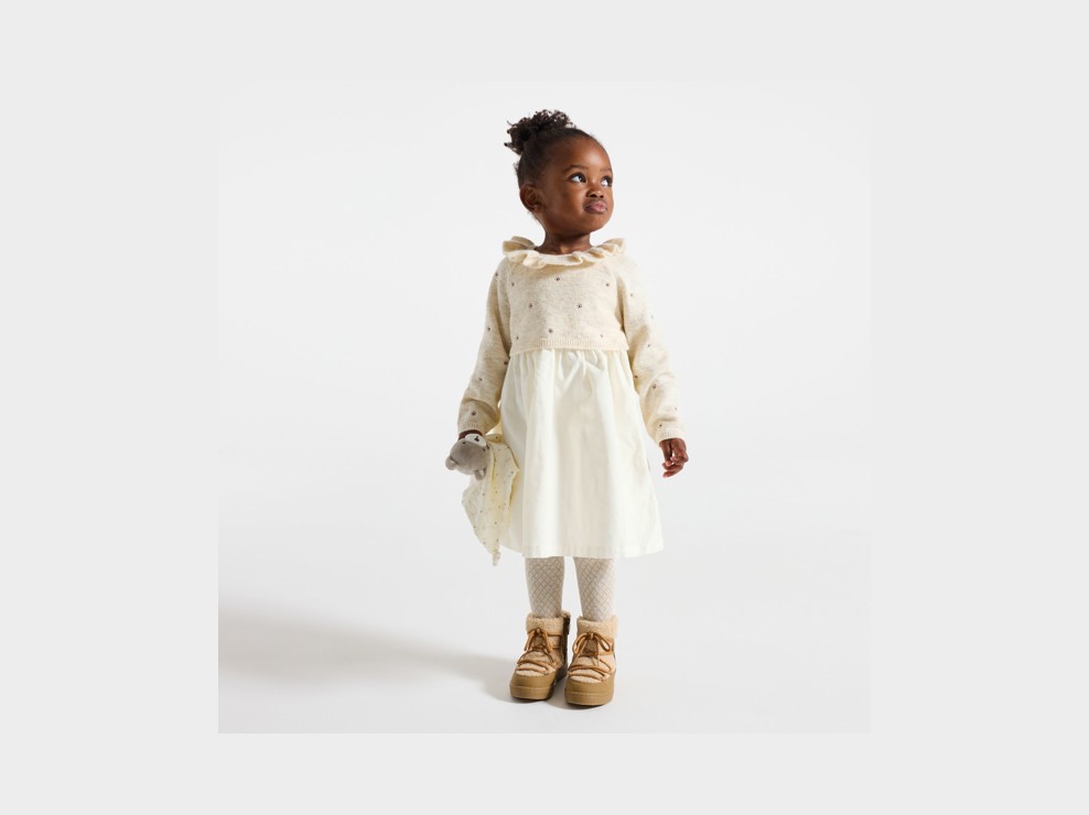 Vestit beix màniga llarga bebè nena 1