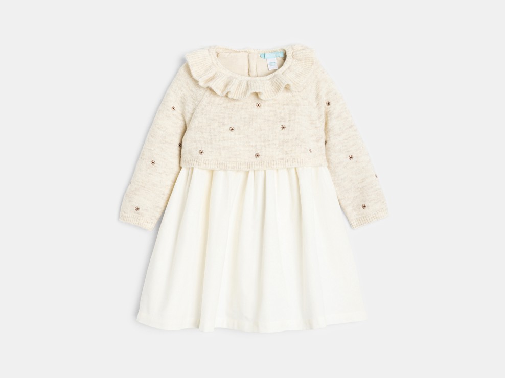 Kleid beige lange Ärmel Kleinkind Mädchen 2