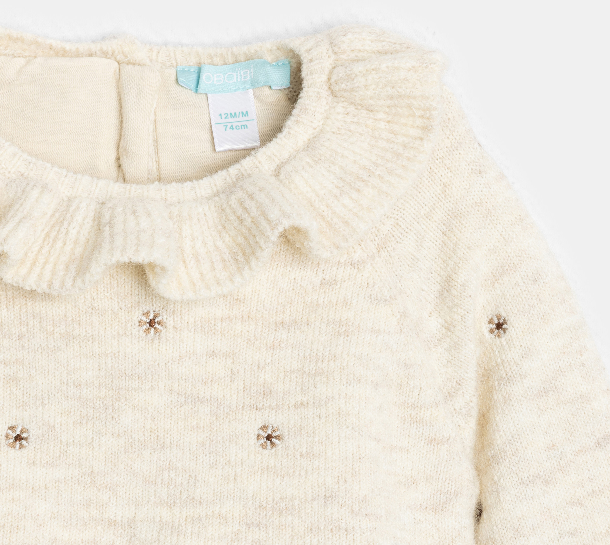 Robe beige manches longues bébé fille