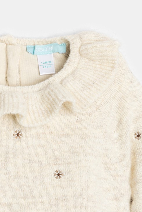 Robe beige manches longues bébé fille