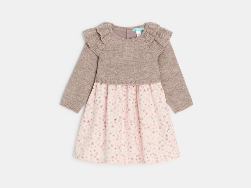 Kleid beige Blumenmuster Kleinkind Mädchen 2