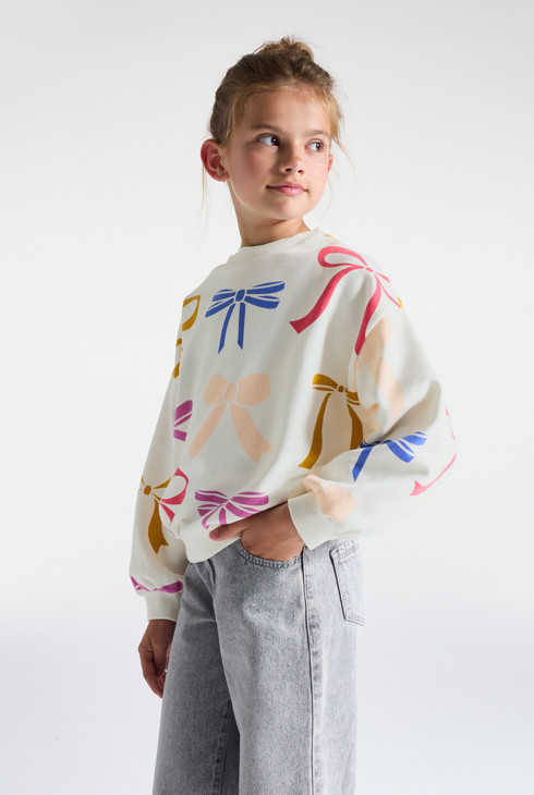 Sweat blanc à motif noeud Fille 2