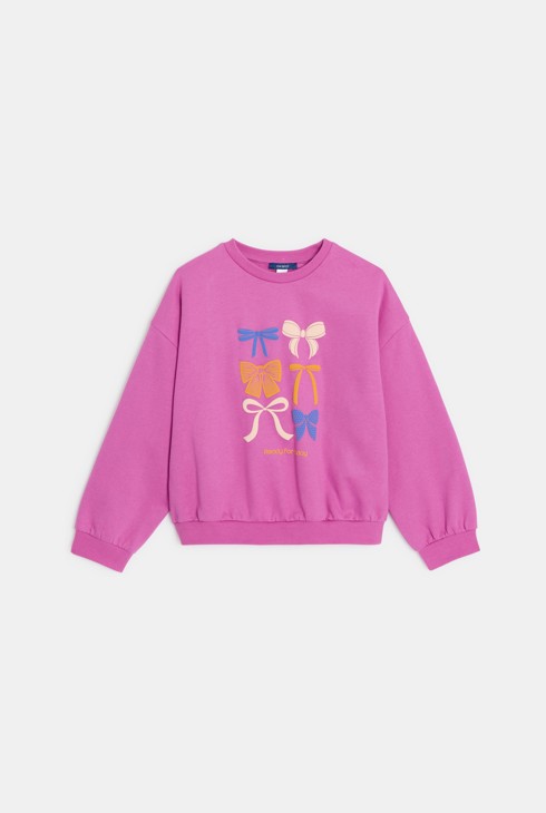 Girl's pink bow motif sweatshirt 2