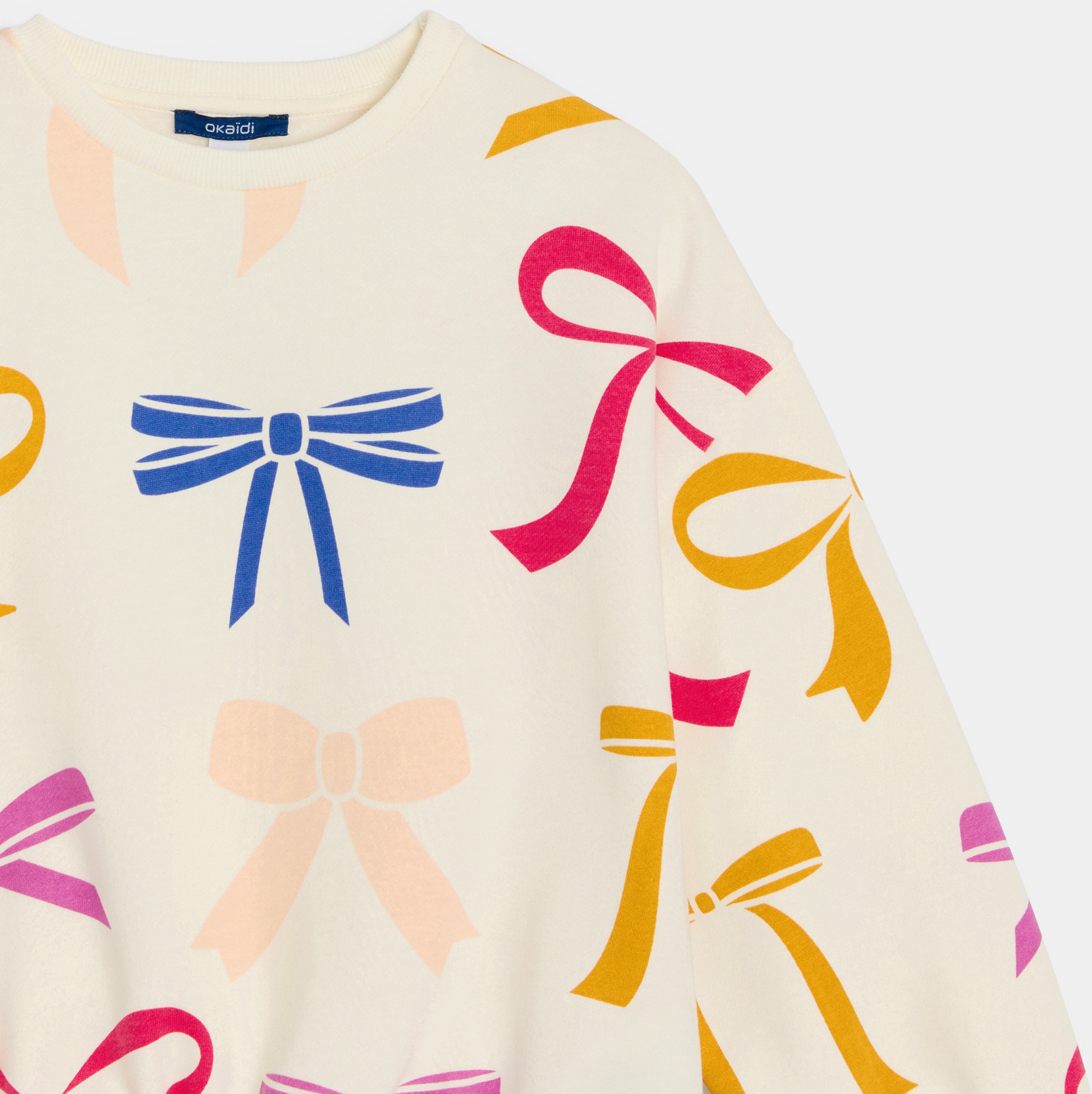 Sweat blanc à motif noeud Fille