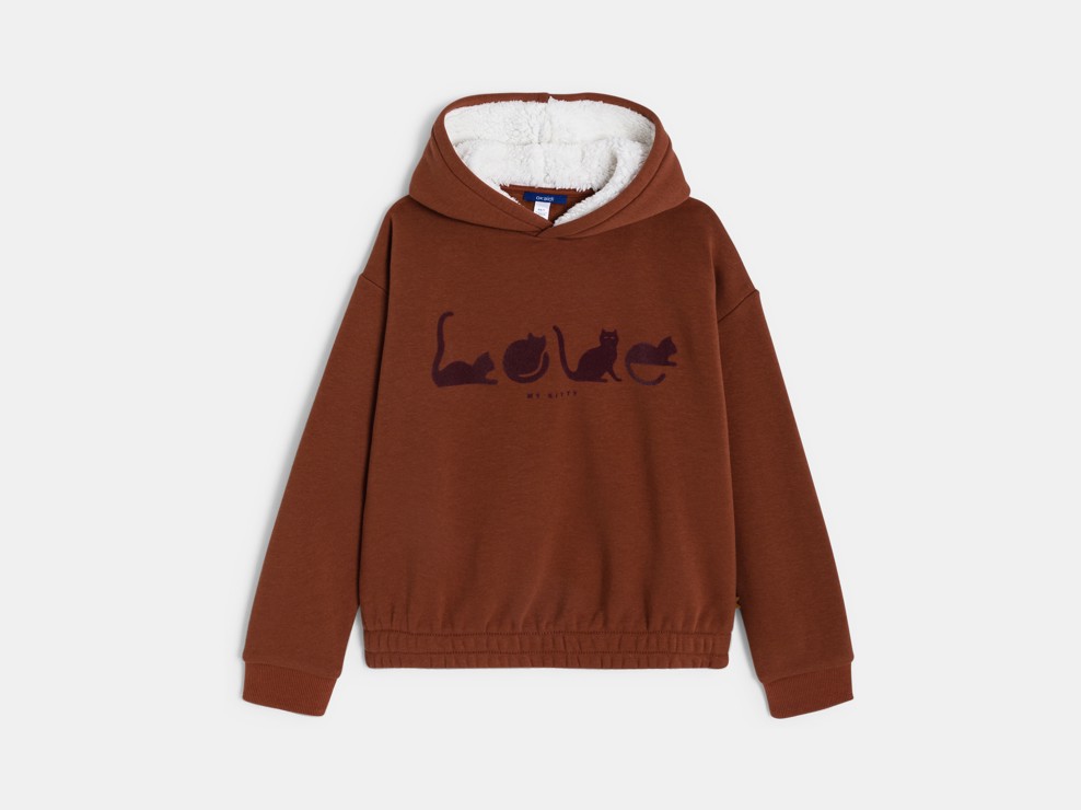 Felpa marrone con cappuccio per bambina 2