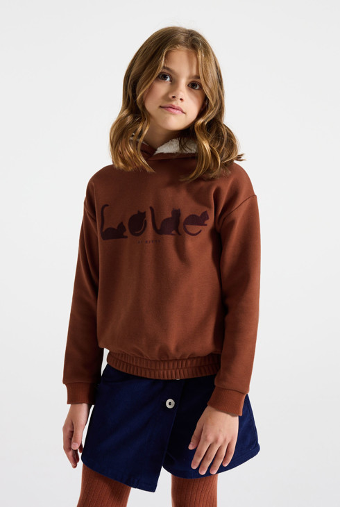 Sweatshirt mit Kapuze braun Mädchen 2
