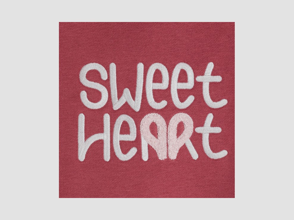 Sudadera de canalé con capucha mensaje bordado rosa oscuro niña 2