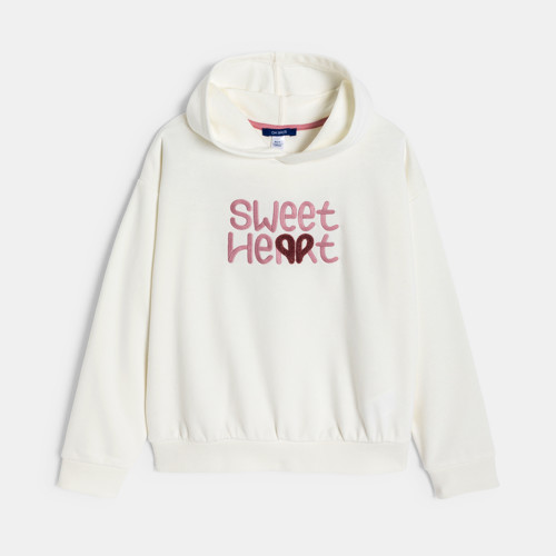 Sweat À Capuche Blanc Fille - Blanc - 5A - OKAIDI