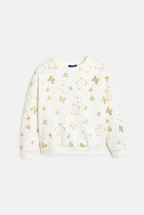 Sweat blanc imprimé papillon Fille 1
