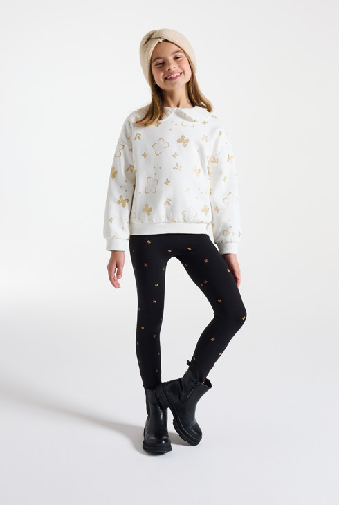 Bijeli pulover s printom leptira za djevojčice 1