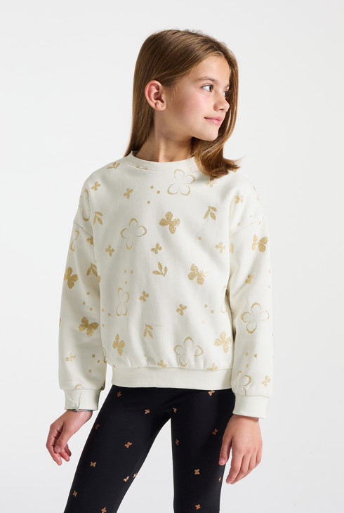 Sudadera blanca estampada mariposa niña 2