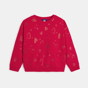 Sweatshirt rot mit Herzmuster Mädchen