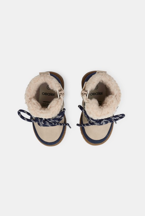 Bottes hiver fourrées beige bébé garçon
