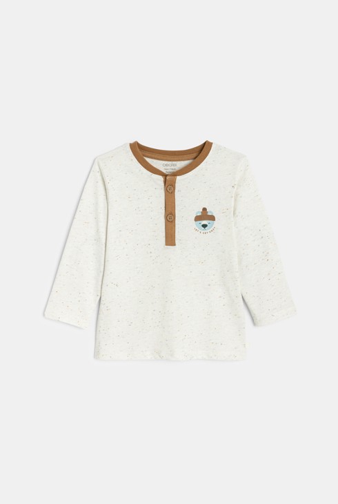 T-shirt beige con motivo di animali per neonato 1
