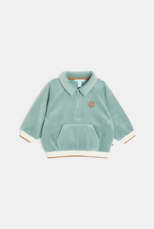 Sweatshirt aus Cordstoff wassergrün Kleinkind Junge 1
