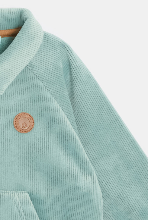 Svjetlozeleni pulover od rebrastog baršuna za dječake 2