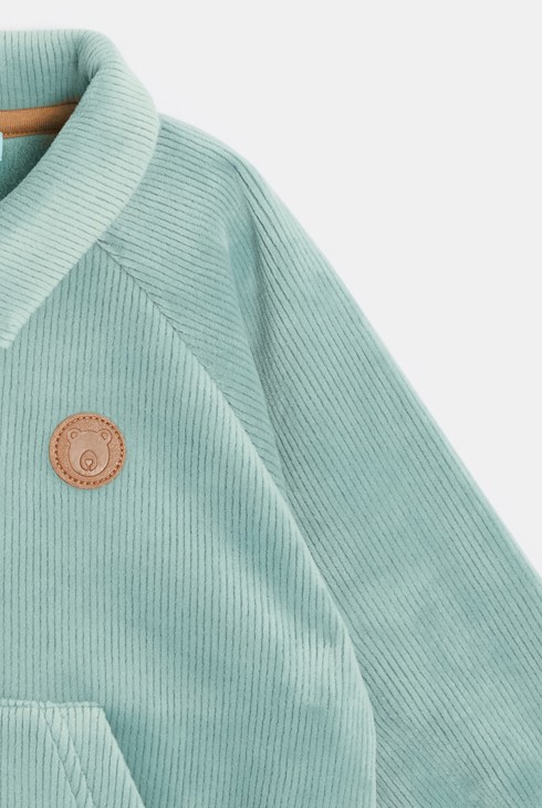 Fantovski svetlo zelen pulover iz rebrastega žameta za dojenčke 2