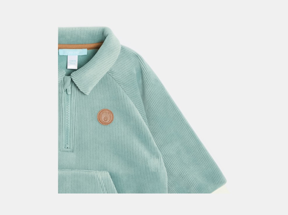 Watergroene sweater van corduroy voor babyjongens 2