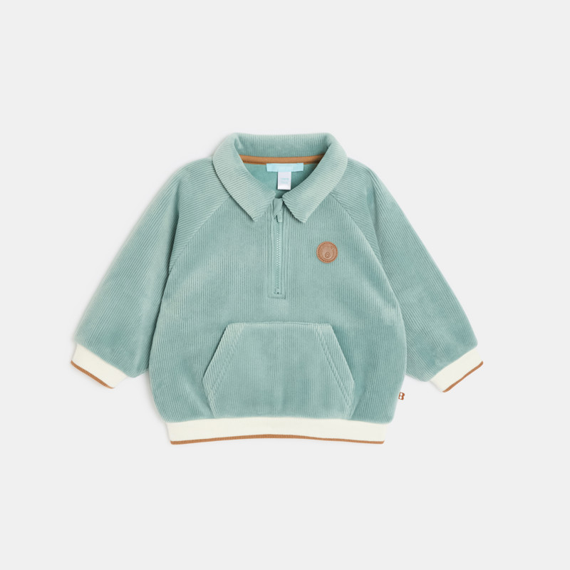 Sweatshirt aus Cordstoff wassergrün Kleinkind Junge