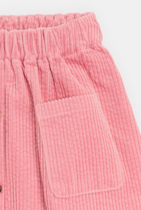 Jupe courte en velours côtelé rose Fille