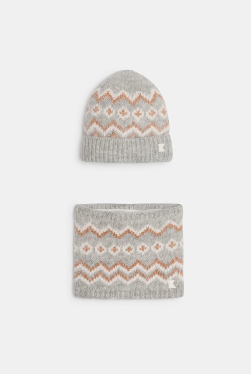 Lot bonnet et snood gris Fille 1