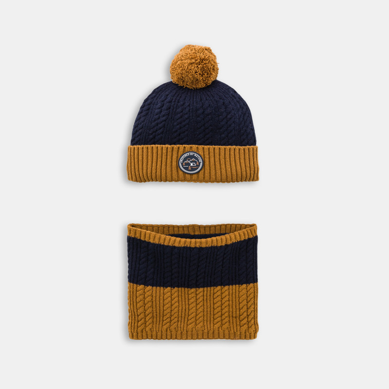 Strickmütze und Snood gefüttert blau Jungen