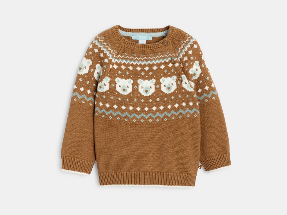 Pullover Jacquard braun Kleinkind Junge 1