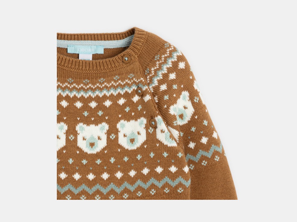 Pullover Jacquard braun Kleinkind Junge 2